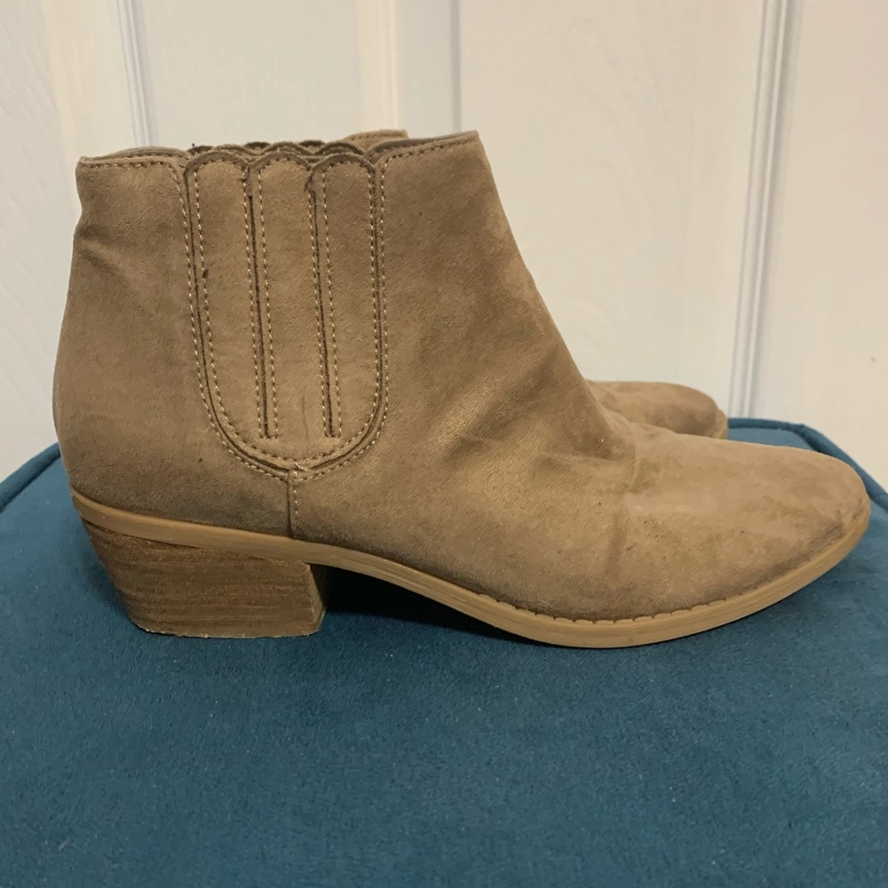 Tan suede ankle booties
